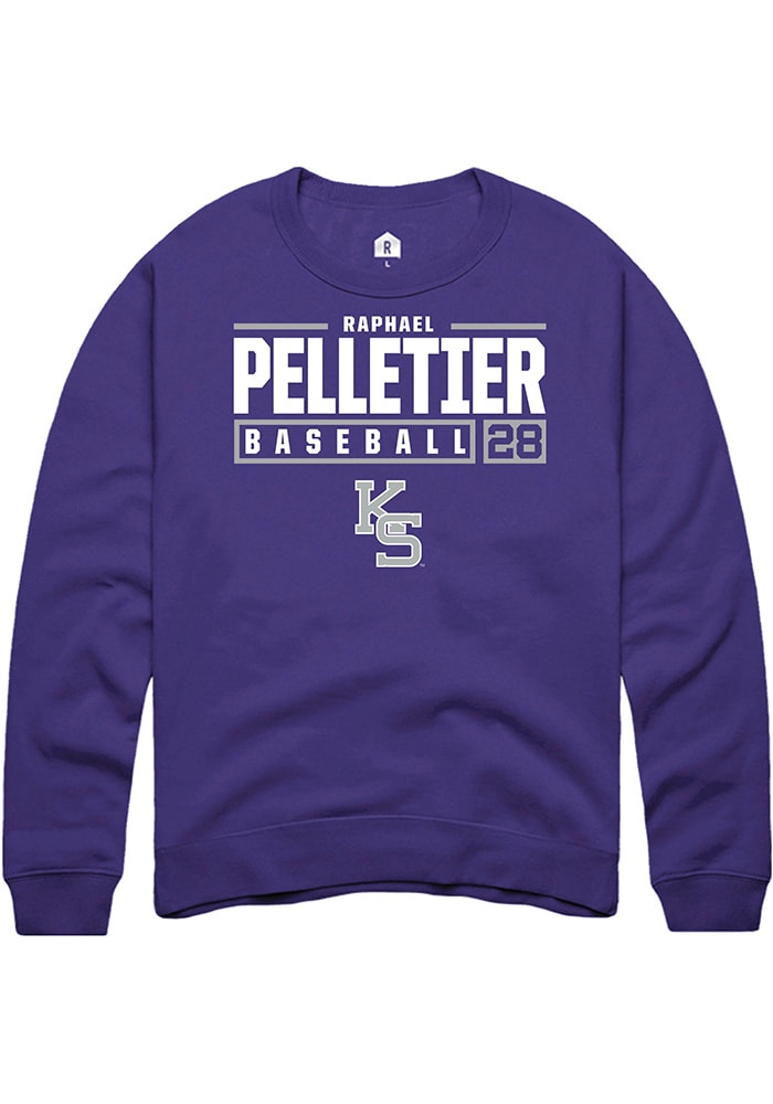 Raphael Pelletier Rally K-State Wildcats Mens Purple NIL Stacked Box Long Sleeve Crew Sweatshirt