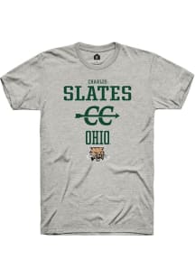 Charles Slates  Ohio Bobcats Ash Rally NIL Sport Icon Short Sleeve T Shirt