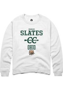 Charles Slates  Rally Ohio Bobcats Mens White NIL Sport Icon Long Sleeve Crew Sweatshirt