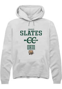 Charles Slates  Rally Ohio Bobcats Mens White NIL Sport Icon Long Sleeve Hoodie