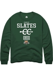 Charles Slates  Rally Ohio Bobcats Mens Green NIL Sport Icon Long Sleeve Crew Sweatshirt