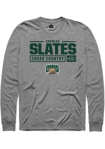 Charles Slates  Ohio Bobcats Graphite Rally NIL Stacked Box Long Sleeve T Shirt