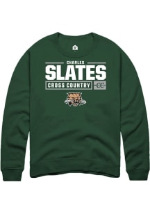 Charles Slates  Rally Ohio Bobcats Mens Green NIL Stacked Box Long Sleeve Crew Sweatshirt