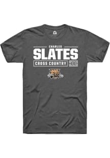 Charles Slates  Ohio Bobcats Dark Grey Rally NIL Stacked Box Short Sleeve T Shirt