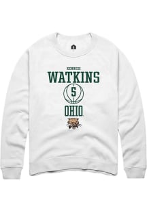 Kennedi Watkins  Rally Ohio Bobcats Mens White NIL Sport Icon Long Sleeve Crew Sweatshirt