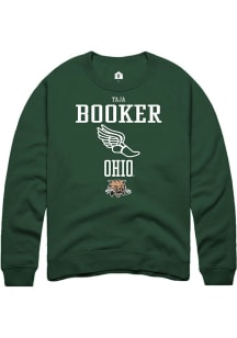 Taja Booker  Rally Ohio Bobcats Mens Green NIL Sport Icon Long Sleeve Crew Sweatshirt