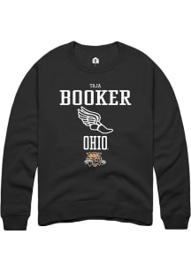 Taja Booker  Rally Ohio Bobcats Mens Black NIL Sport Icon Long Sleeve Crew Sweatshirt