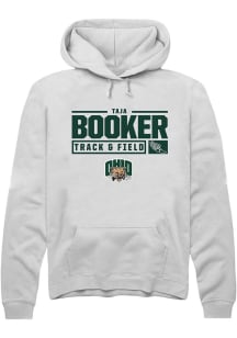 Taja Booker  Rally Ohio Bobcats Mens White NIL Stacked Box Long Sleeve Hoodie