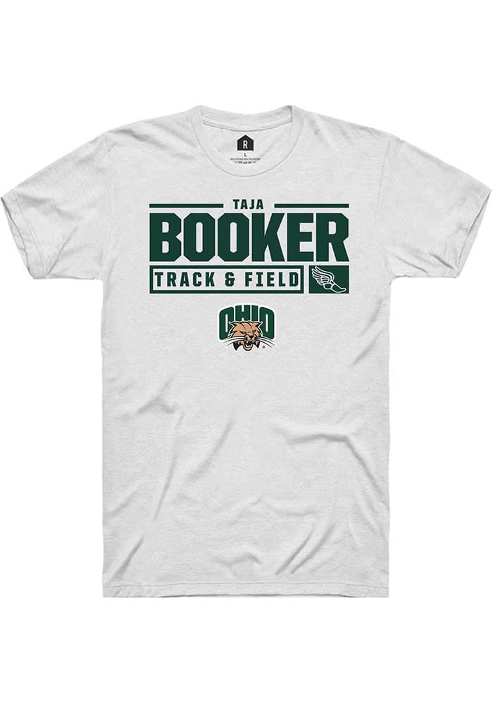 Taja Booker Ohio Bobcats Rally NIL Stacked Box Short Sleeve T Shirt