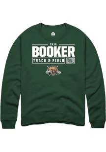 Taja Booker  Rally Ohio Bobcats Mens Green NIL Stacked Box Long Sleeve Crew Sweatshirt