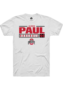 Alonzo Paul  Ohio State Buckeyes White Rally NIL Stacked Box Short Sleeve T Shirt