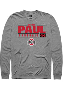 Alonzo Paul  Ohio State Buckeyes Graphite Rally NIL Stacked Box Long Sleeve T Shirt