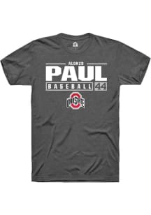 Alonzo Paul  Ohio State Buckeyes Dark Grey Rally NIL Stacked Box Short Sleeve T Shirt