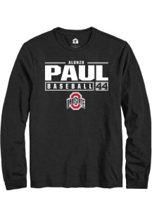 Alonzo Paul  Ohio State Buckeyes Black Rally NIL Stacked Box Long Sleeve T Shirt