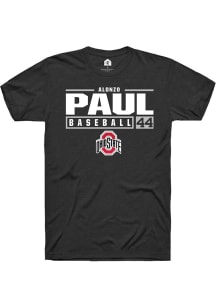 Alonzo Paul  Ohio State Buckeyes Black Rally NIL Stacked Box Short Sleeve T Shirt