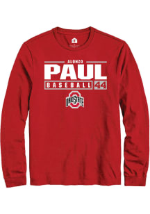 Alonzo Paul  Ohio State Buckeyes Red Rally NIL Stacked Box Long Sleeve T Shirt