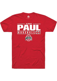 Alonzo Paul  Ohio State Buckeyes Red Rally NIL Stacked Box Short Sleeve T Shirt