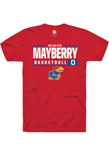 Wyvette Mayberry  Kansas Jayhawks Red Rally NIL Stacked Box Short Sleeve T Shirt