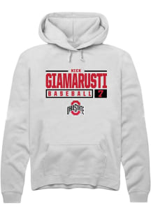 Nick Giamarusti  Rally Ohio State Buckeyes Mens White NIL Stacked Box Long Sleeve Hoodie