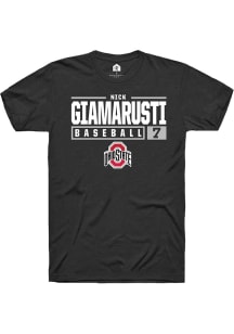 Nick Giamarusti  Ohio State Buckeyes Black Rally NIL Stacked Box Short Sleeve T Shirt