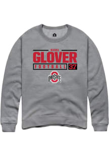 Nigel Glover  Rally Ohio State Buckeyes Mens Grey NIL Stacked Box Long Sleeve Crew Sweatshirt