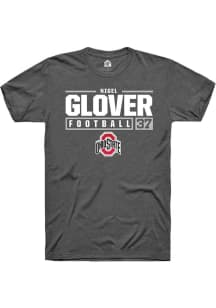 Nigel Glover  Ohio State Buckeyes Dark Grey Rally NIL Stacked Box Short Sleeve T Shirt