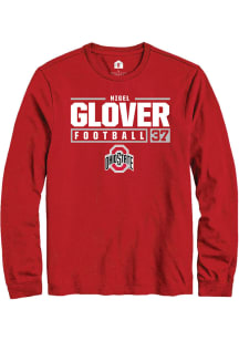 Nigel Glover  Ohio State Buckeyes Red Rally NIL Stacked Box Long Sleeve T Shirt