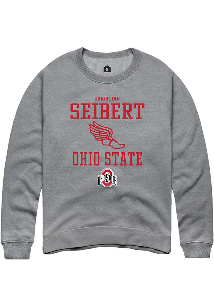 Christian Seibert  Rally Ohio State Buckeyes Mens Grey NIL Sport Icon Long Sleeve Crew Sweatshir..