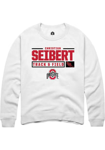 Christian Seibert  Rally Ohio State Buckeyes Mens White NIL Stacked Box Long Sleeve Crew Sweatsh..