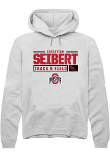 Christian Seibert  Rally Ohio State Buckeyes Mens White NIL Stacked Box Long Sleeve Hoodie