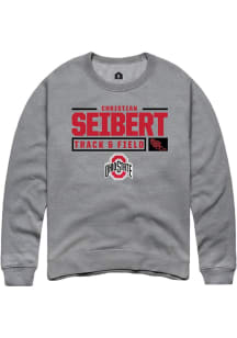 Christian Seibert  Rally Ohio State Buckeyes Mens Graphite NIL Stacked Box Long Sleeve Crew Swea..