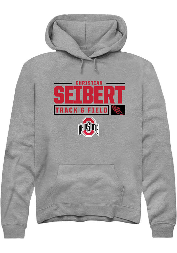 Christian Seibert  Rally Ohio State Buckeyes Mens Graphite NIL Stacked Box Long Sleeve Hoodie