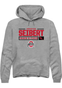 Christian Seibert  Rally Ohio State Buckeyes Mens Graphite NIL Stacked Box Long Sleeve Hoodie