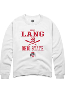 Hailey Lang  Rally Ohio State Buckeyes Mens White NIL Sport Icon Long Sleeve Crew Sweatshirt