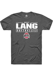 Hailey Lang  Ohio State Buckeyes Dark Grey Rally NIL Stacked Box Short Sleeve T Shirt