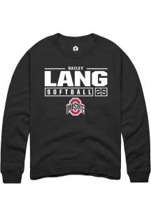 Hailey Lang  Rally Ohio State Buckeyes Mens Black NIL Stacked Box Long Sleeve Crew Sweatshirt