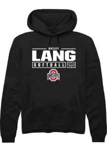 Hailey Lang  Rally Ohio State Buckeyes Mens Black NIL Stacked Box Long Sleeve Hoodie