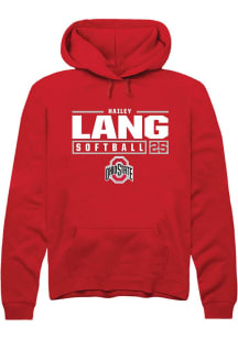 Hailey Lang  Rally Ohio State Buckeyes Mens Red NIL Stacked Box Long Sleeve Hoodie