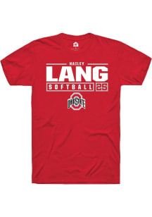 Hailey Lang  Ohio State Buckeyes Red Rally NIL Stacked Box Short Sleeve T Shirt