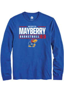 Wyvette Mayberry  Kansas Jayhawks Blue Rally NIL Stacked Box Long Sleeve T Shirt