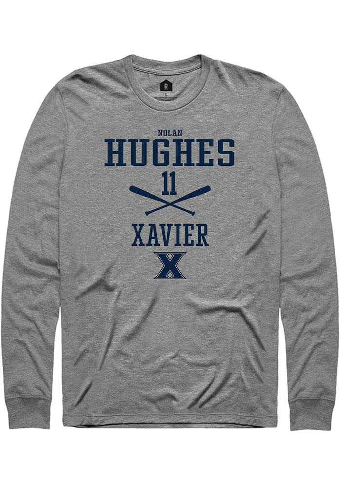 Nolan Hughes  Xavier Musketeers Graphite Rally NIL Sport Icon Long Sleeve T Shirt