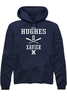 Nolan Hughes  Rally Xavier Musketeers Mens Navy Blue NIL Sport Icon Long Sleeve Hoodie