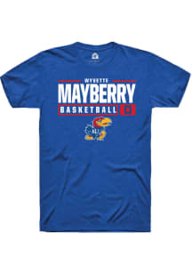 Wyvette Mayberry  Kansas Jayhawks Blue Rally NIL Stacked Box Short Sleeve T Shirt