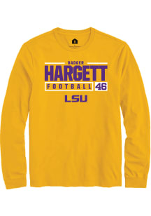 Badger Hargett  LSU Tigers Gold Rally NIL Stacked Box Long Sleeve T Shirt