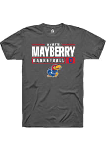 Wyvette Mayberry  Kansas Jayhawks Dark Grey Rally NIL Stacked Box Short Sleeve T Shirt