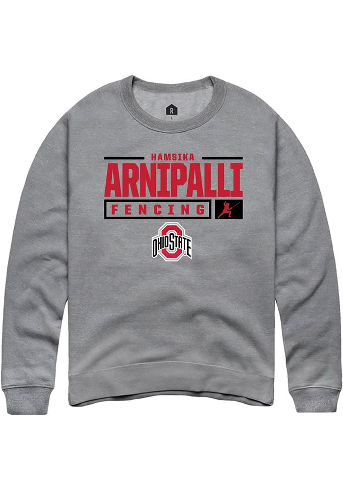 Hamsika Arnipalli  Rally Ohio State Buckeyes Mens Graphite NIL Stacked Box Long Sleeve Crew Swea..