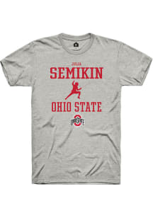 Julia Semikin  Ohio State Buckeyes Ash Rally NIL Sport Icon Short Sleeve T Shirt