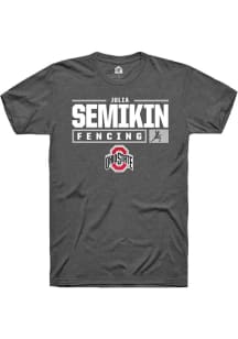 Julia Semikin  Ohio State Buckeyes Dark Grey Rally NIL Stacked Box Short Sleeve T Shirt