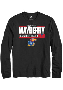 Wyvette Mayberry  Kansas Jayhawks Black Rally NIL Stacked Box Long Sleeve T Shirt