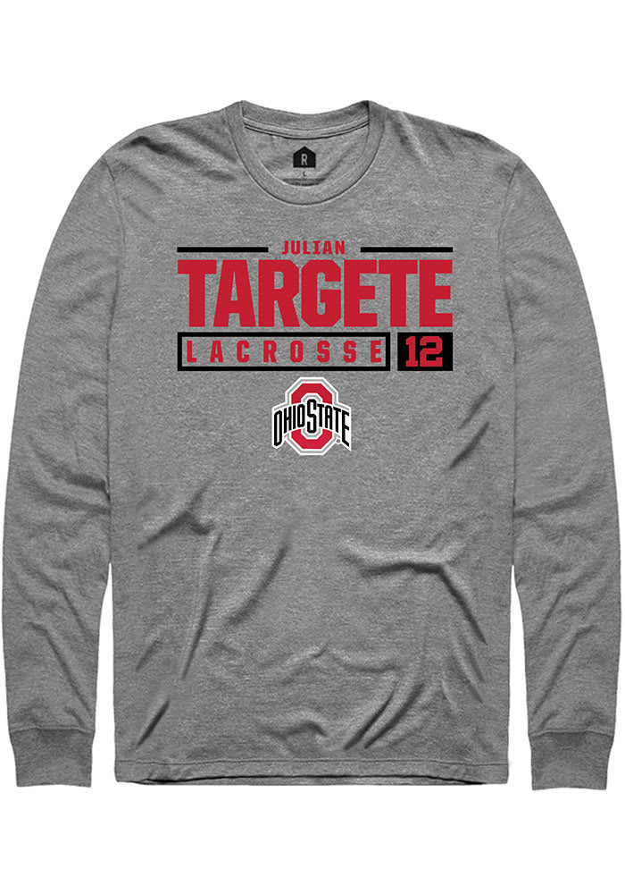 Julian Targete  Ohio State Buckeyes Graphite Rally NIL Stacked Box Long Sleeve T Shirt